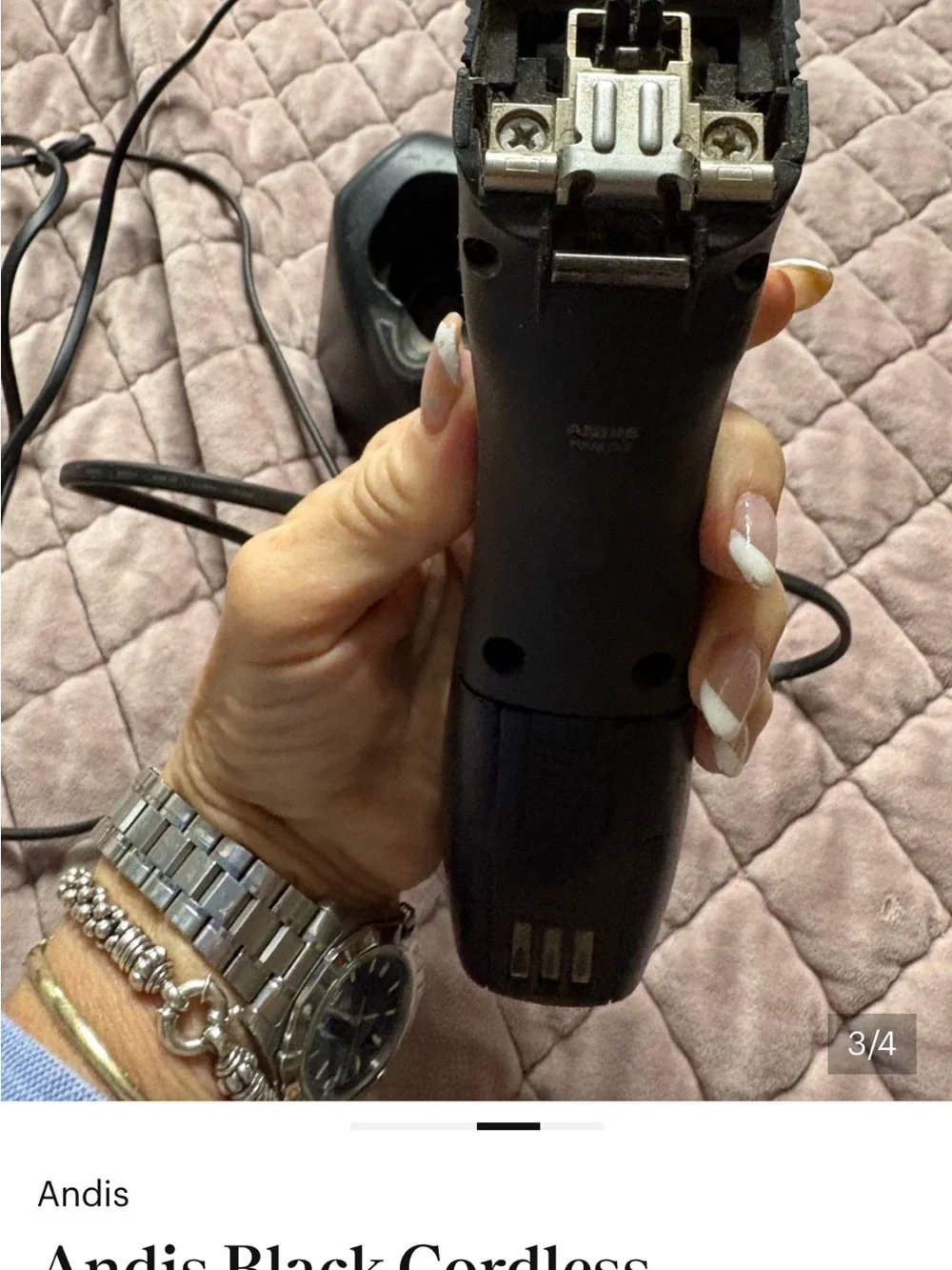 Andis Black Cordless Hair Trimmer with Metal Blade Housing